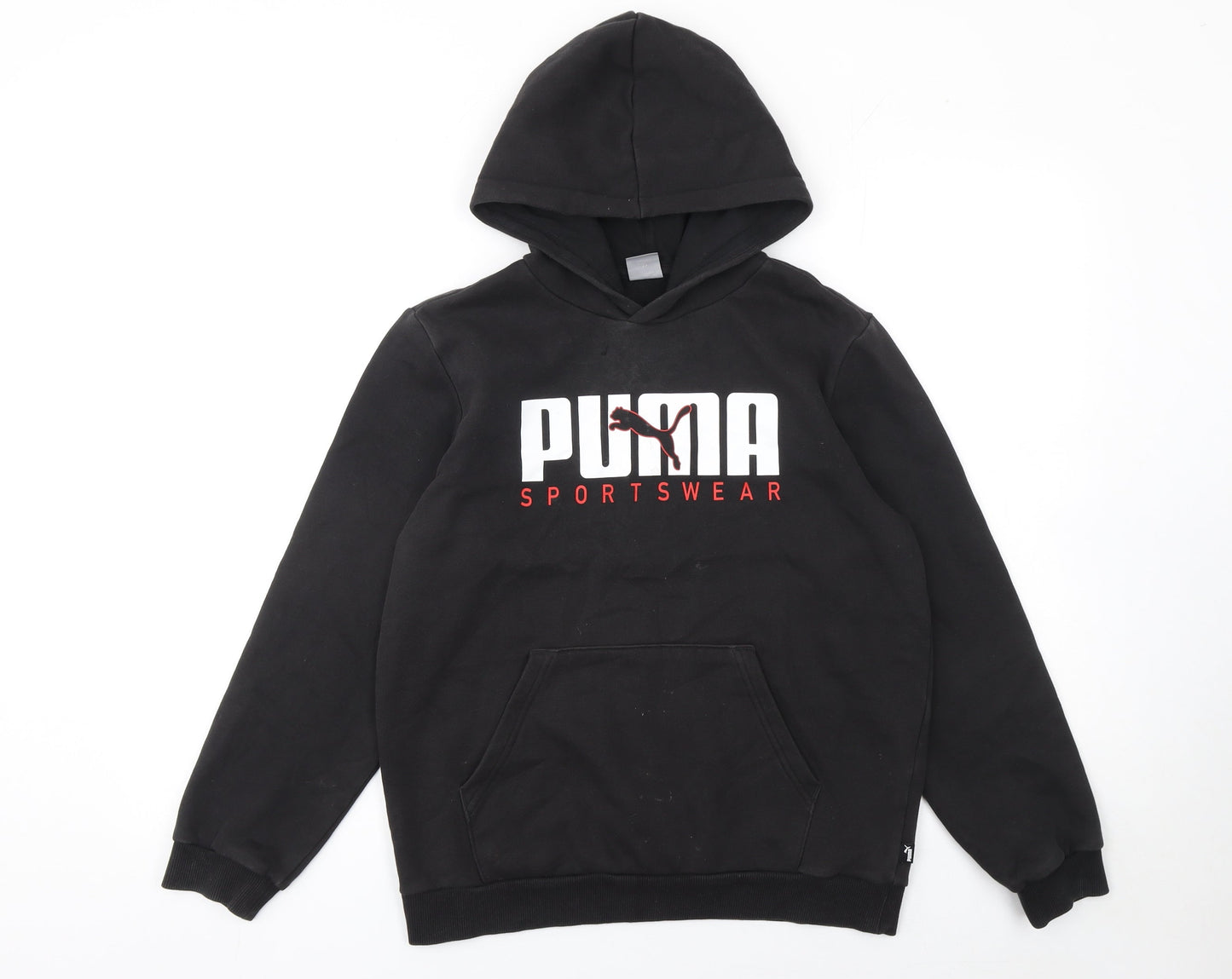 Puma Boys Black Pullover Hoodie 13-14 Years Graphic Sportswear