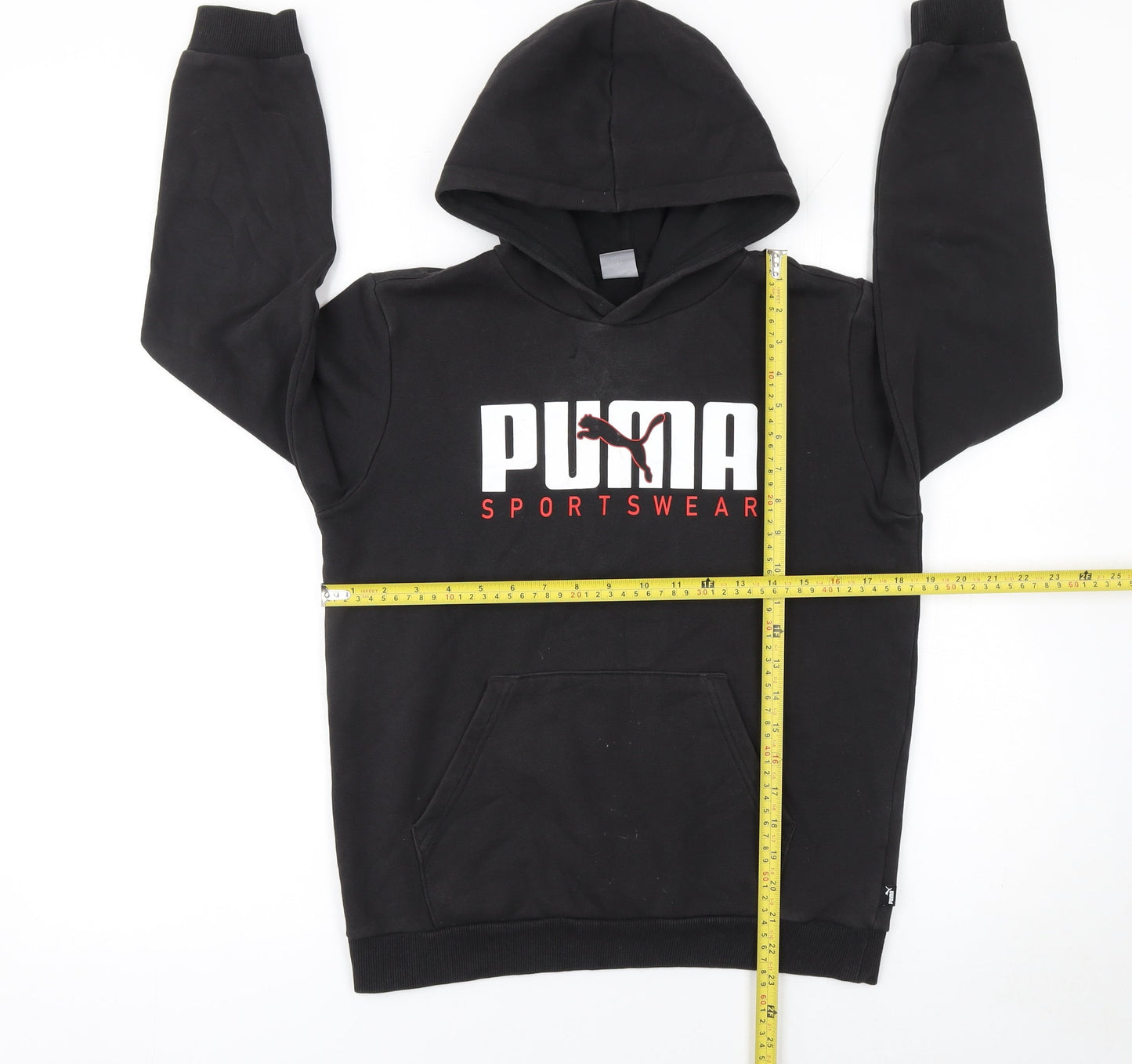 Puma Boys Black Pullover Hoodie 13-14 Years Graphic Sportswear