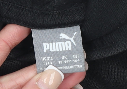 Puma Boys Black Pullover Hoodie 13-14 Years Graphic Sportswear