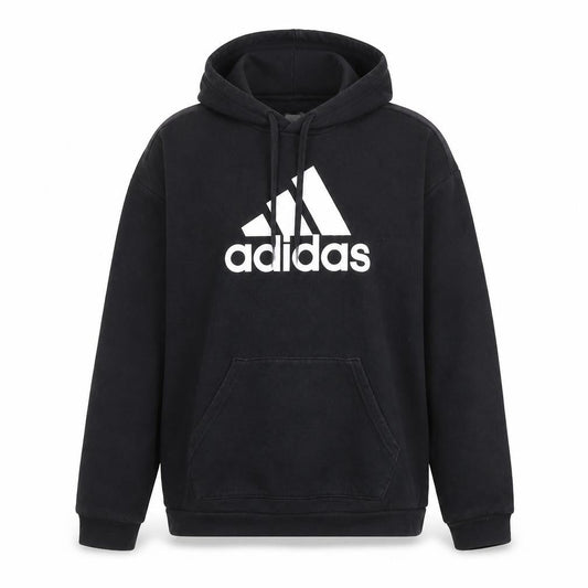 Front view of Adidas Women Black Small Pullover Hoodie Sweatshirt Cotton Logo