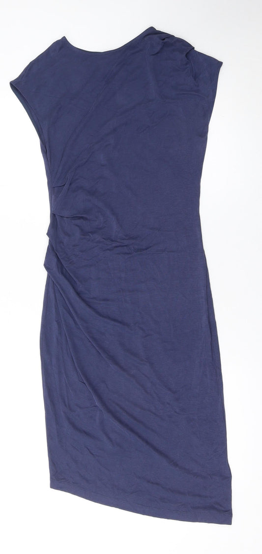 Topshop Women's Blue Bodycon Jersey Knee Length Dress UK 8
