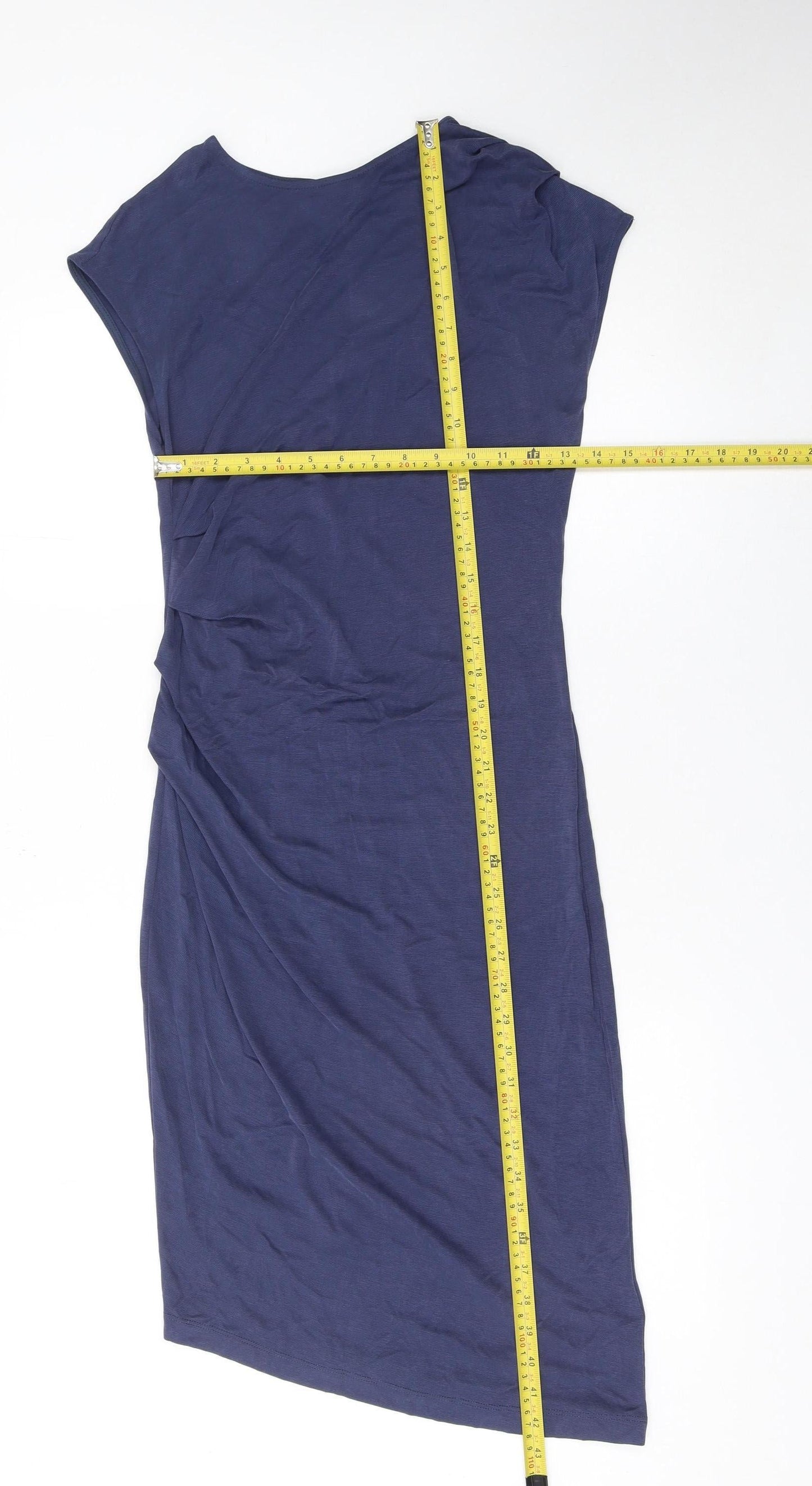 Topshop Women's Blue Bodycon Jersey Knee Length Dress UK 8