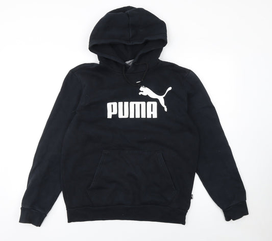Puma Men's Black Pullover Hoodie Size S Logo Fleece Sweatshirt