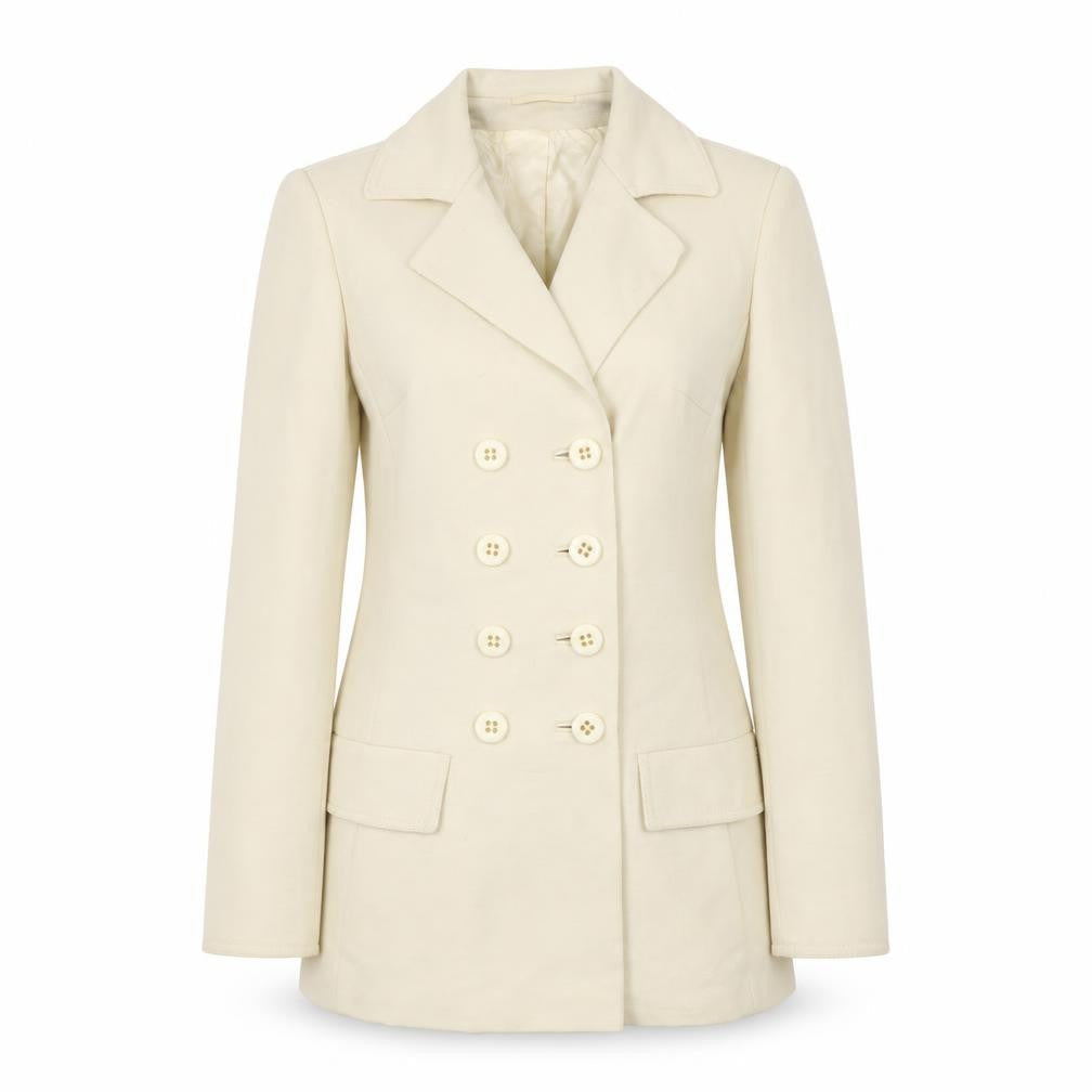 Windsmoor Women’s Ivory Wool Double-Breasted Blazer UK 12 Classic Tailored Jacket