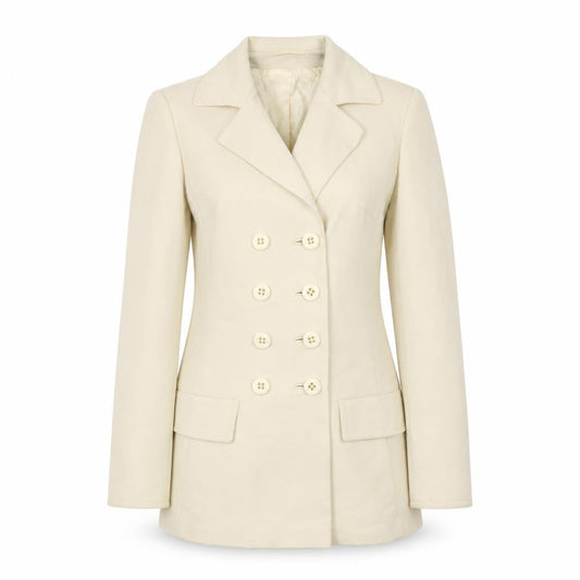 Windsmoor Women’s Ivory Wool Double-Breasted Blazer UK 12 Classic Tailored Jacket