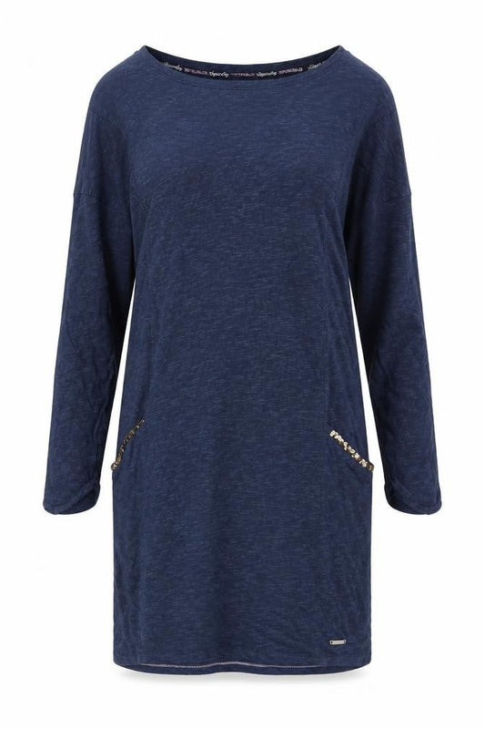 Superdry Women Blue Sequin Pocket Shift Dress Size S