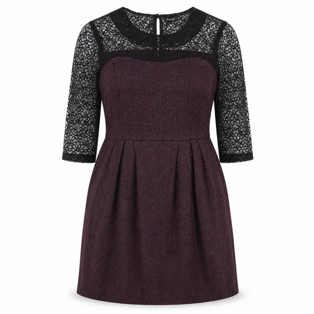 Kushi Womens Purple Lace Fit & Flare Dress Size 12