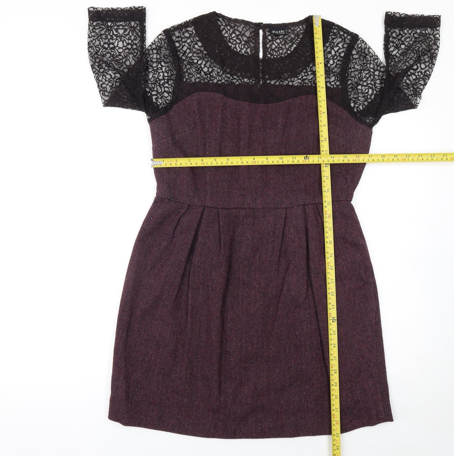 Kushi Womens Purple Lace Fit & Flare Dress Size 12