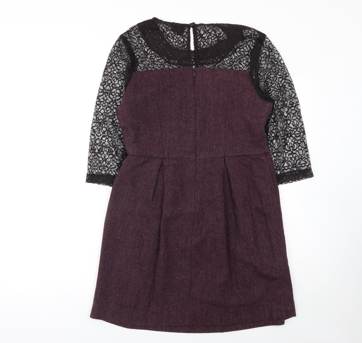 Kushi Womens Purple Lace Fit & Flare Dress Size 12