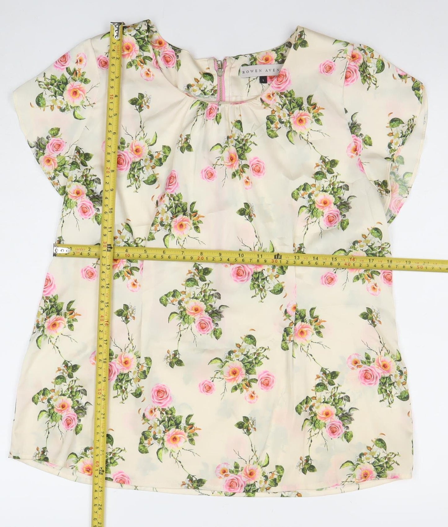 Rowen Avenue Women's Multicoloured Floral Zip Tunic Blouse Size L