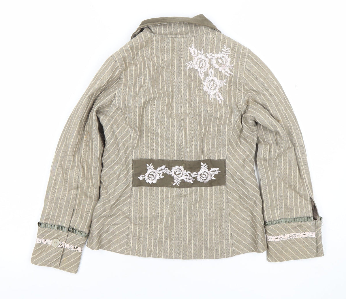 EXIT Girls Beige Embroidered Stripe Cotton Blazer Jacket 8 Years
