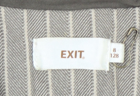 EXIT Girls Beige Embroidered Stripe Cotton Blazer Jacket 8 Years