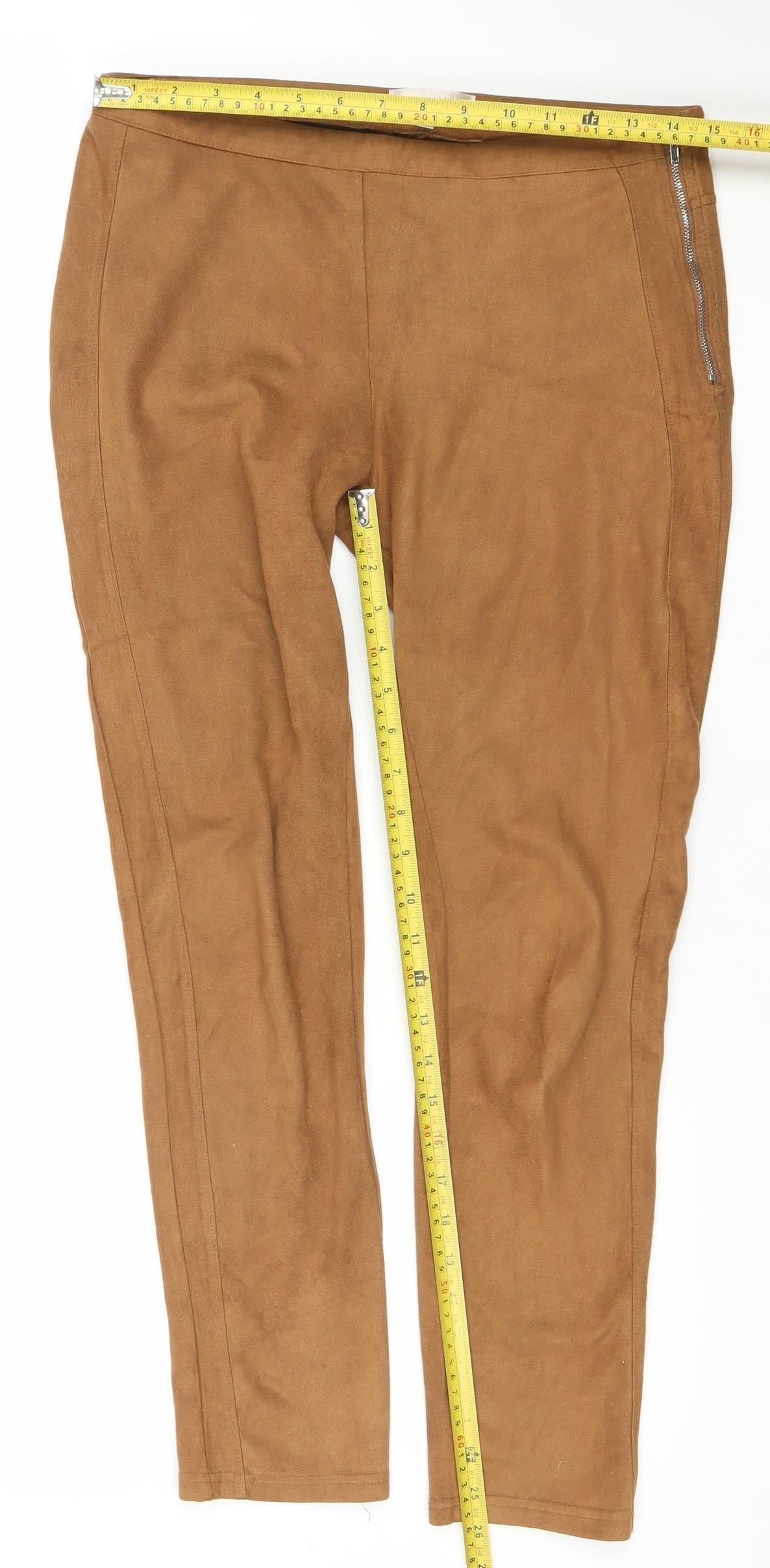 Redial Women’s Brown XL Skinny Stretch Trousers with Ankle Zip