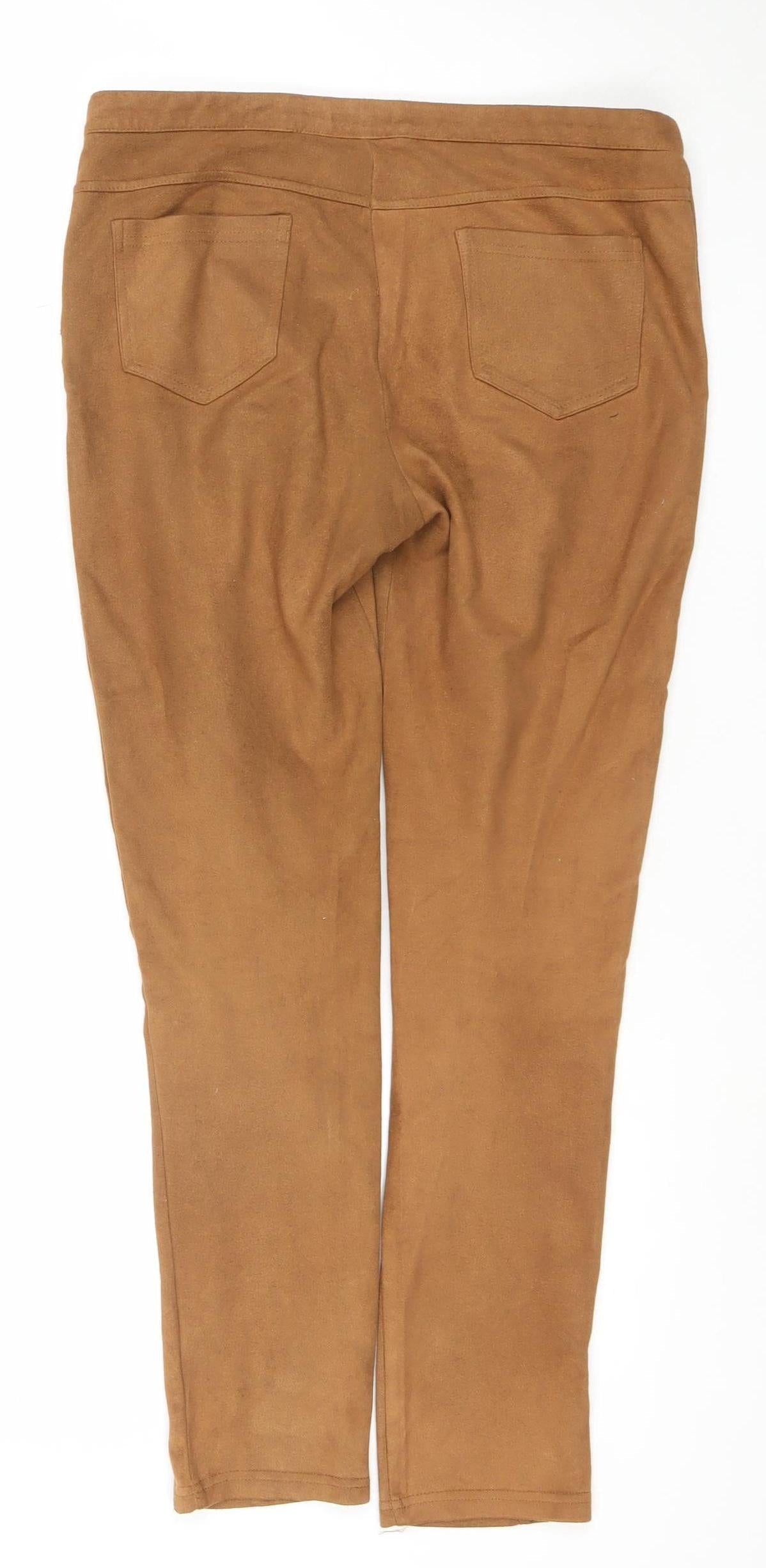 Redial Women’s Brown XL Skinny Stretch Trousers with Ankle Zip