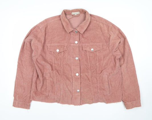 F&F Womens Pink Corduroy Button Jacket Size 16 Casual Short