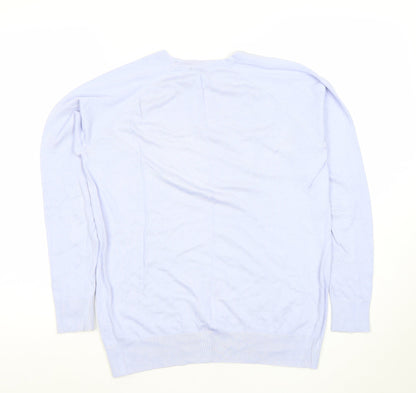 Close-up detail of Dunnes Women’s Lavender Crew Neck Long Sleeve jumper, size L