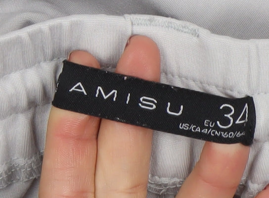 Amisu Womens Grey Jogger Trousers Size 6 Elastic Waist Lightweight