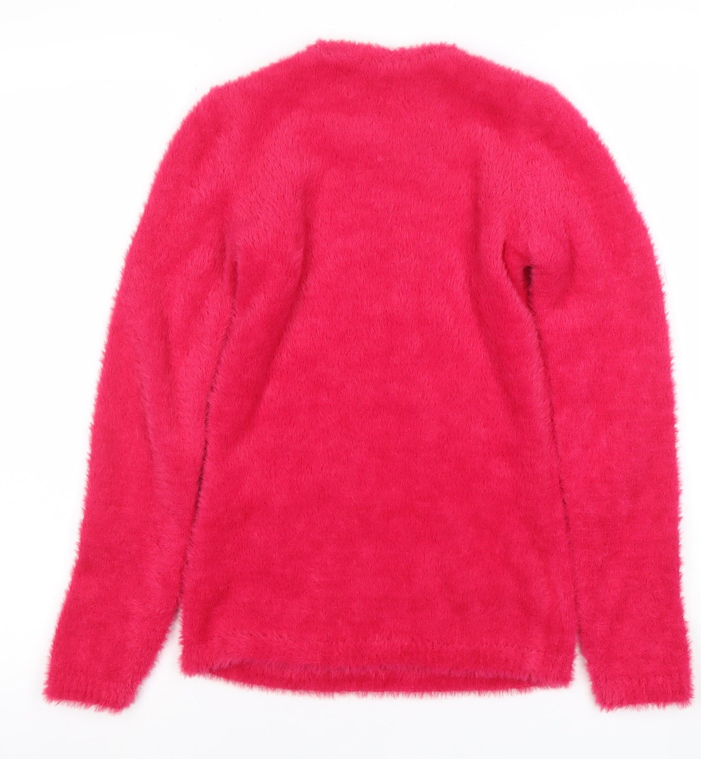 Savida Women Pink XS Beaded Crew Neck Fluffy Jumper