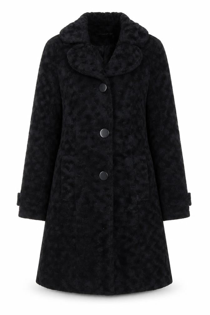 Atmosphere Women's Black Faux Fur Mid-Length Overcoat Size 10
