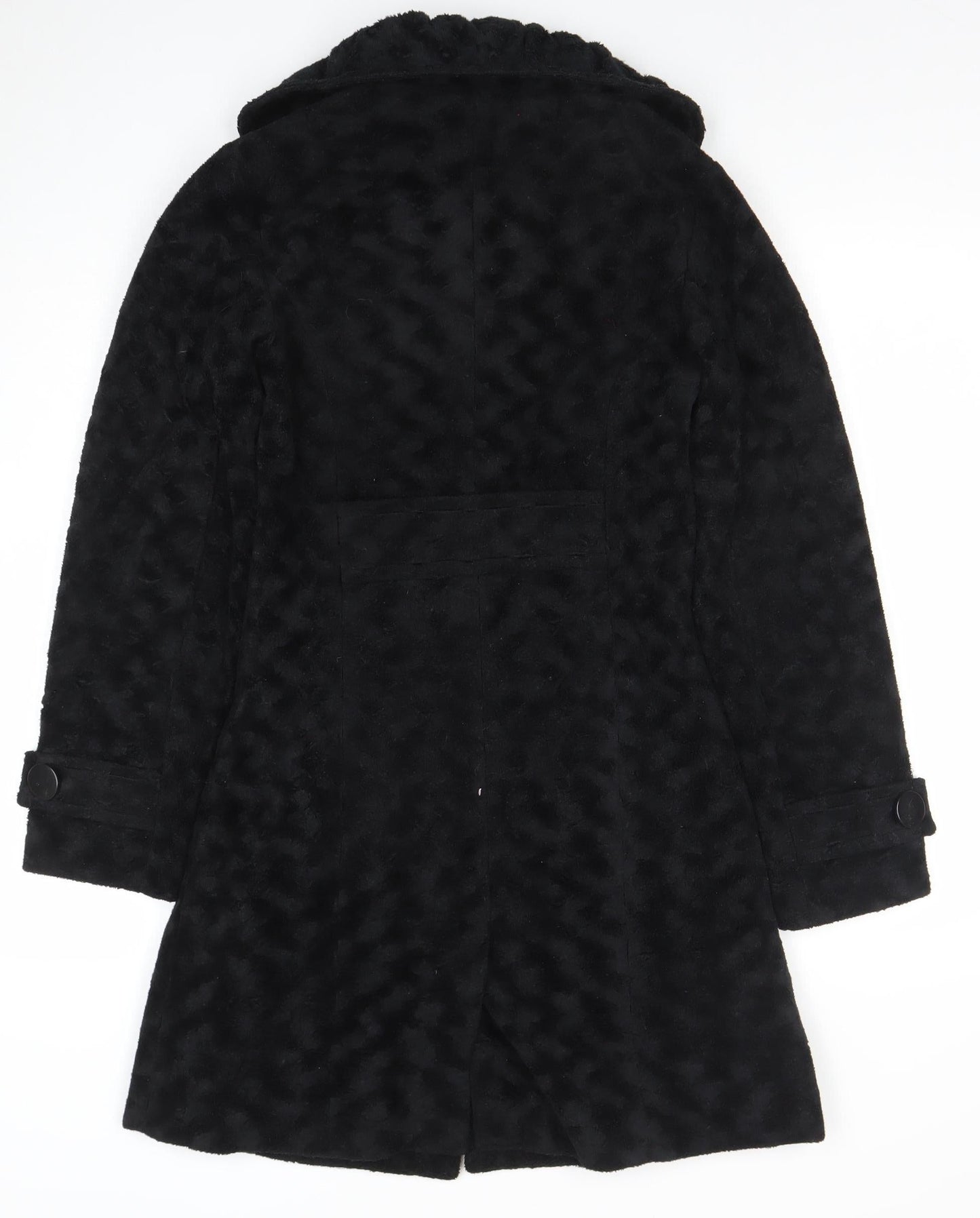 Atmosphere Women's Black Faux Fur Mid-Length Overcoat Size 10