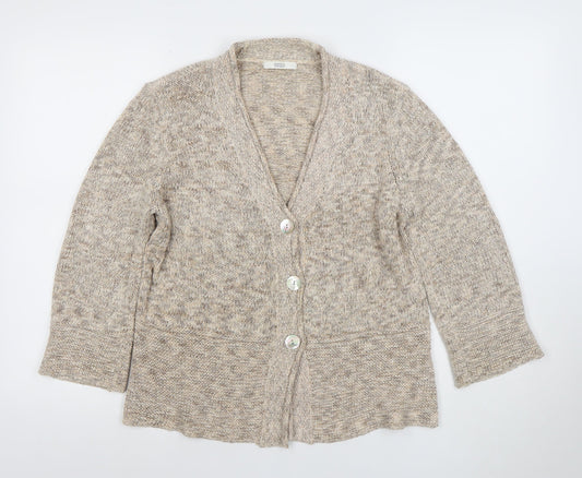 Marks and Spencer Women's Beige Knit V-Neck Cardigan UK14