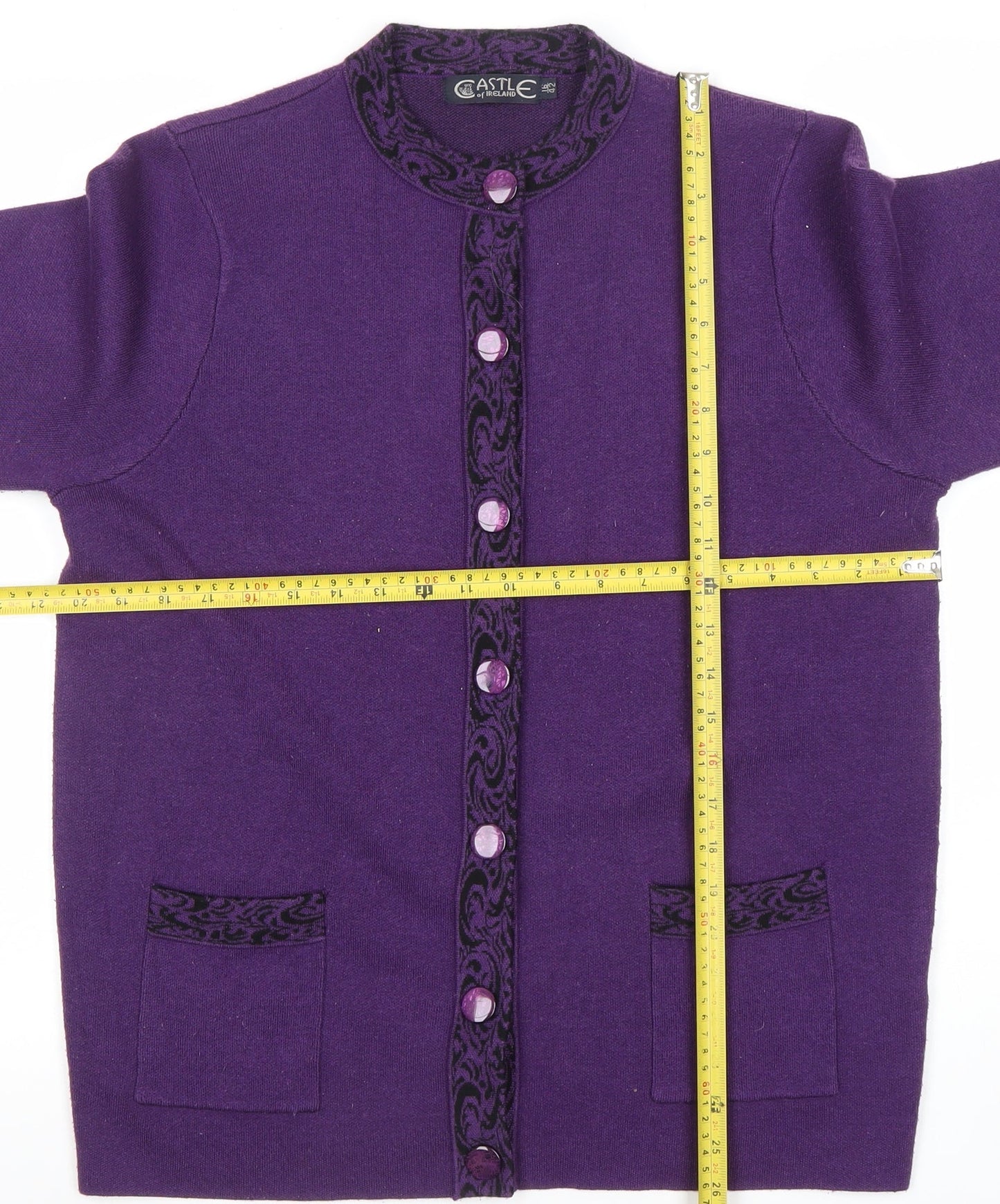 Castle of Ireland Women's Purple Wool Blend Button Cardigan Size L