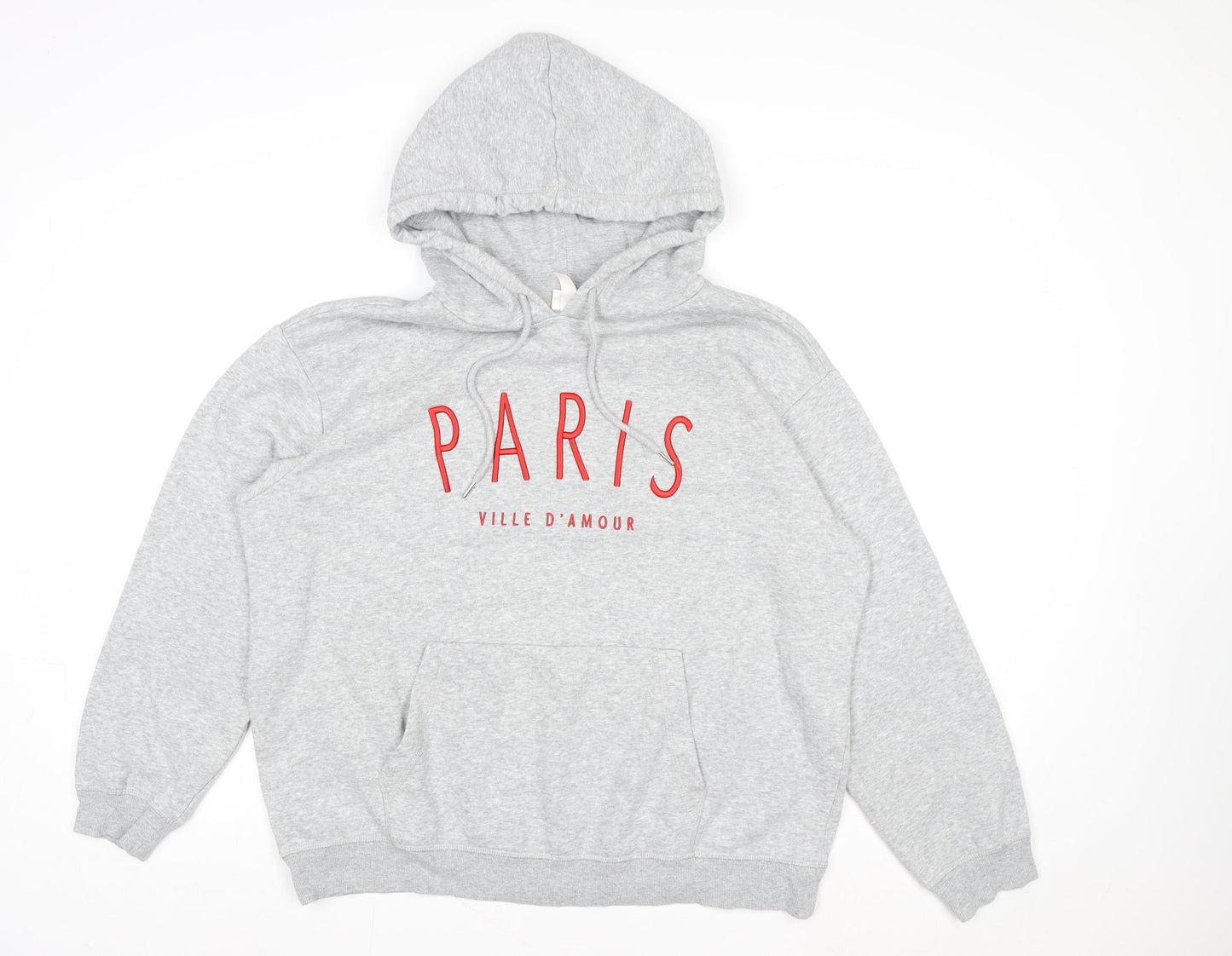 H&M L.O.G.G Women Grey Paris Print Pullover Hoodie Size M