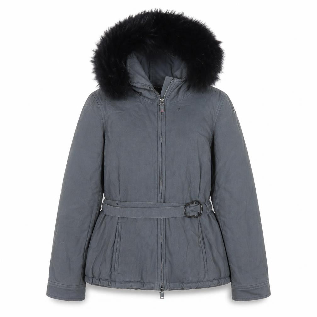 Harmont & Blaine Womens Grey Cotton Belted Parka Jacket Size 12