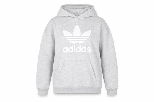 Adidas Women’s Grey Hoodie Size 12 Cotton Blend Pullover Sweatshirt