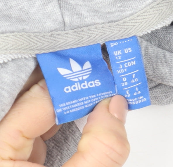 Adidas Women’s Grey Hoodie Size 12 Cotton Blend Pullover Sweatshirt
