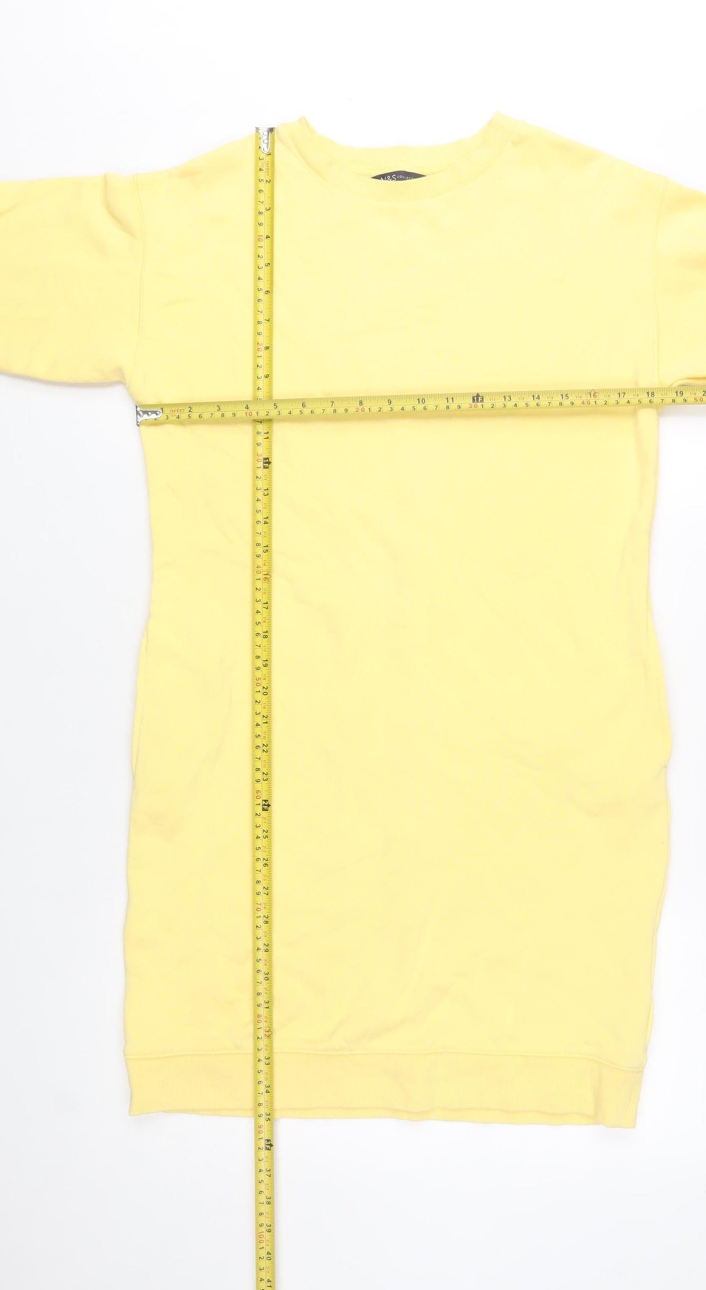 Marks and Spencer Women Yellow Crew Neck Long Sleeve Pullover Sweatshirt Size 6