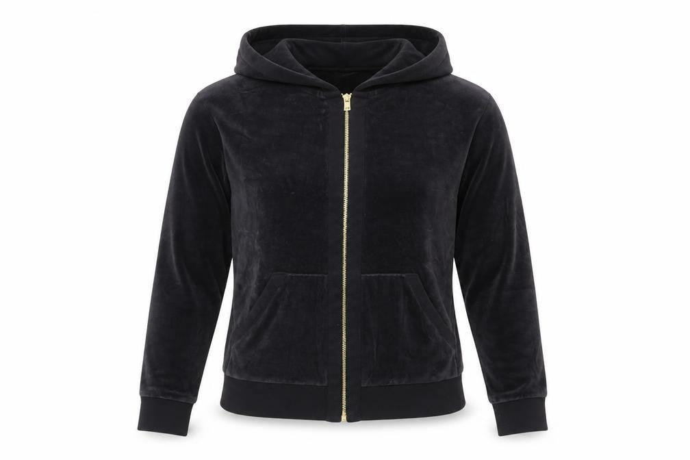 Hobbs Women Black XS Velvet Zip Hooded Track Jacket