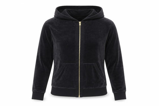 Hobbs Women Black XS Velvet Zip Hooded Track Jacket