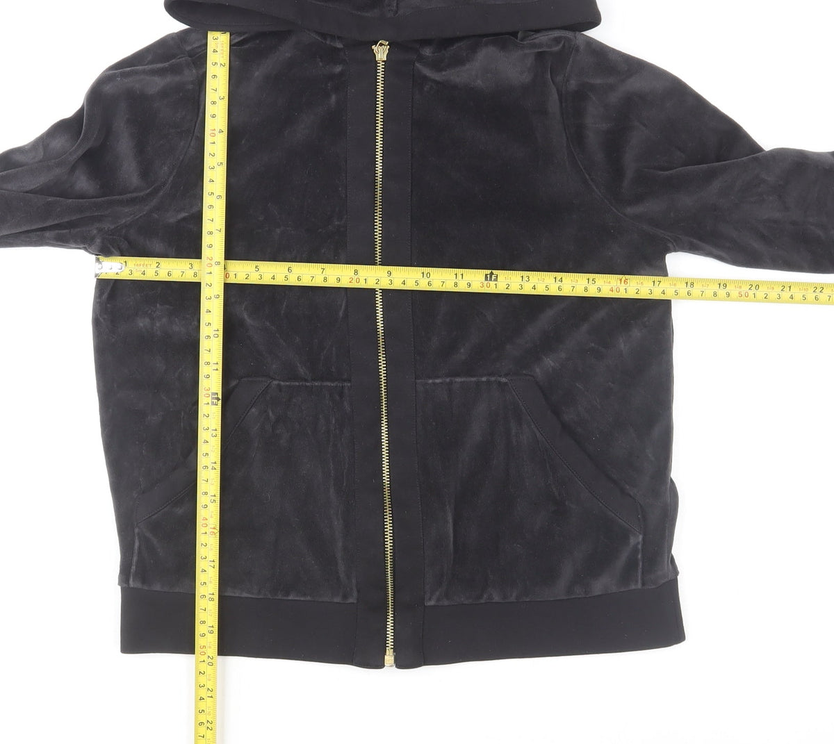 Hobbs Women Black XS Velvet Zip Hooded Track Jacket