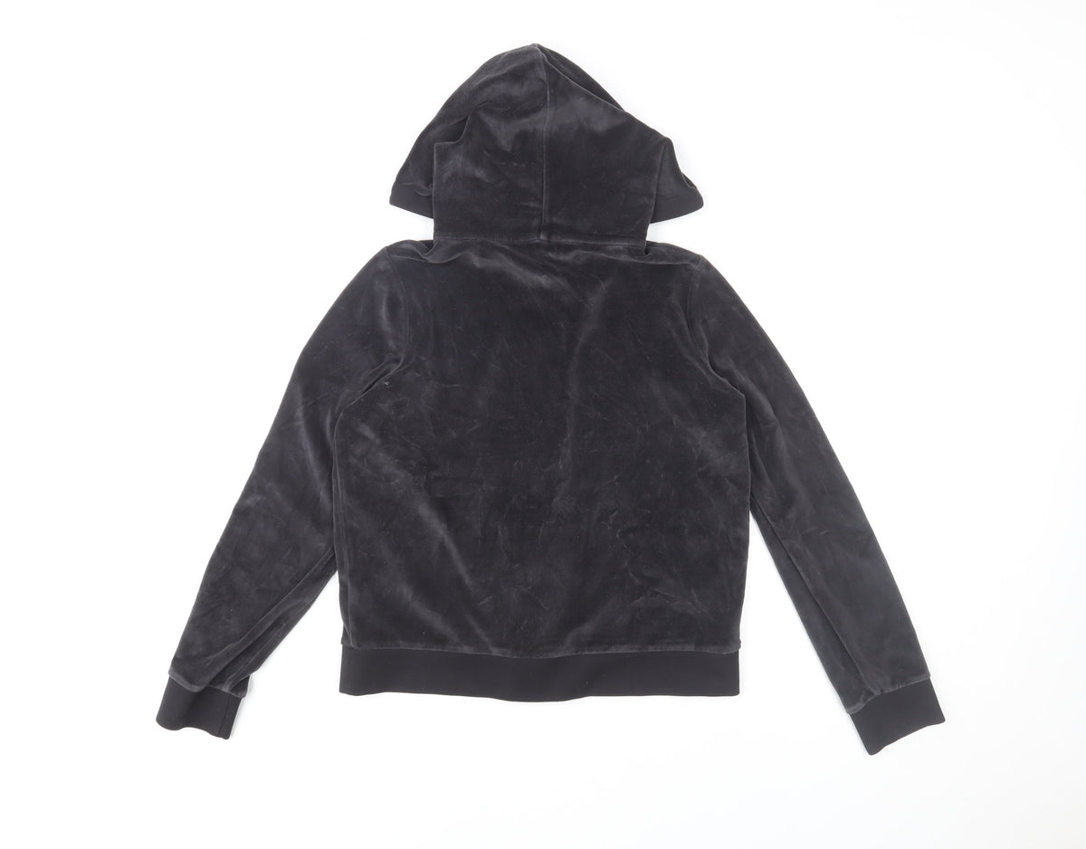 Hobbs Women Black XS Velvet Zip Hooded Track Jacket