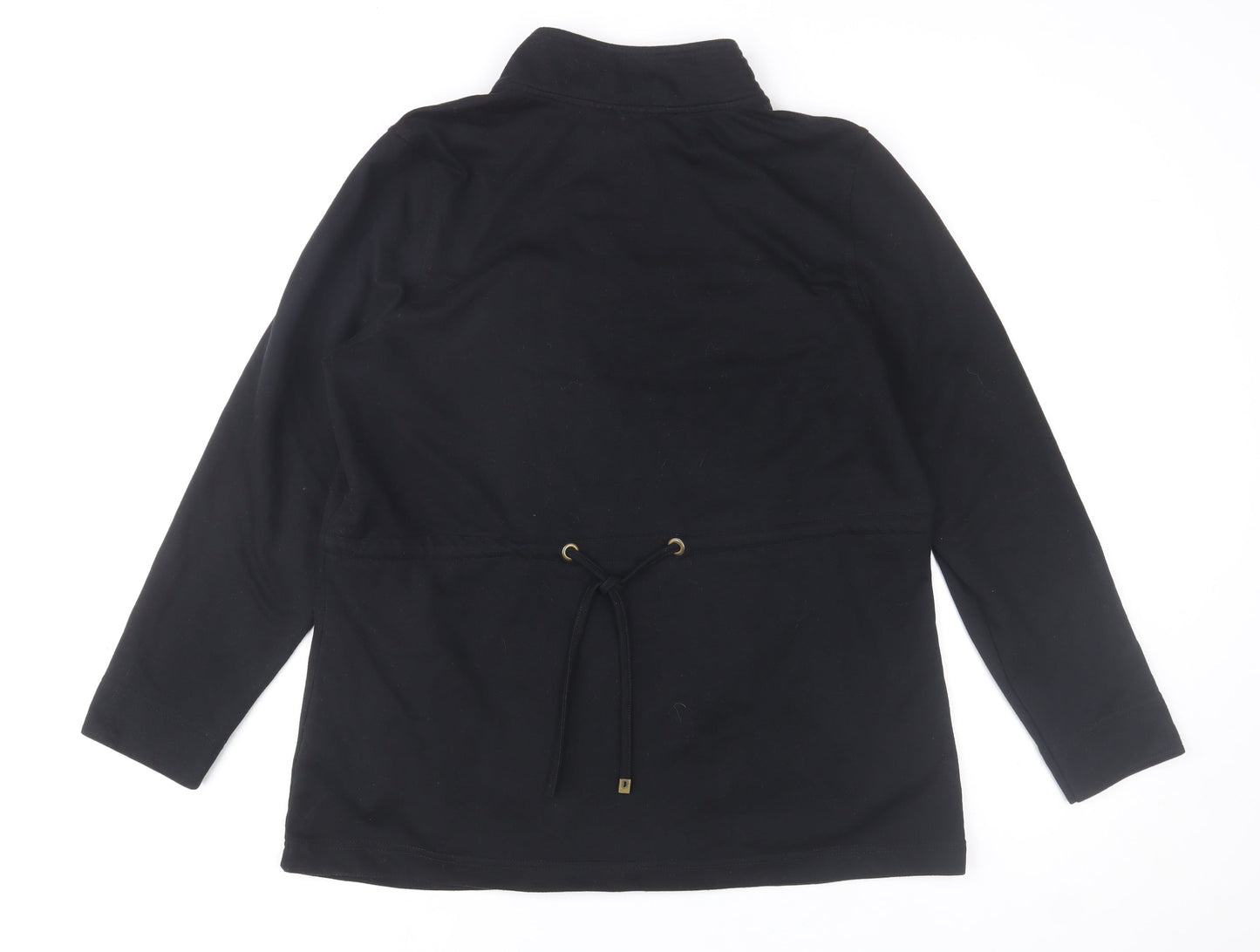 Bm Casual Women's Black Military Style Zip Jacket with Buttons Size M