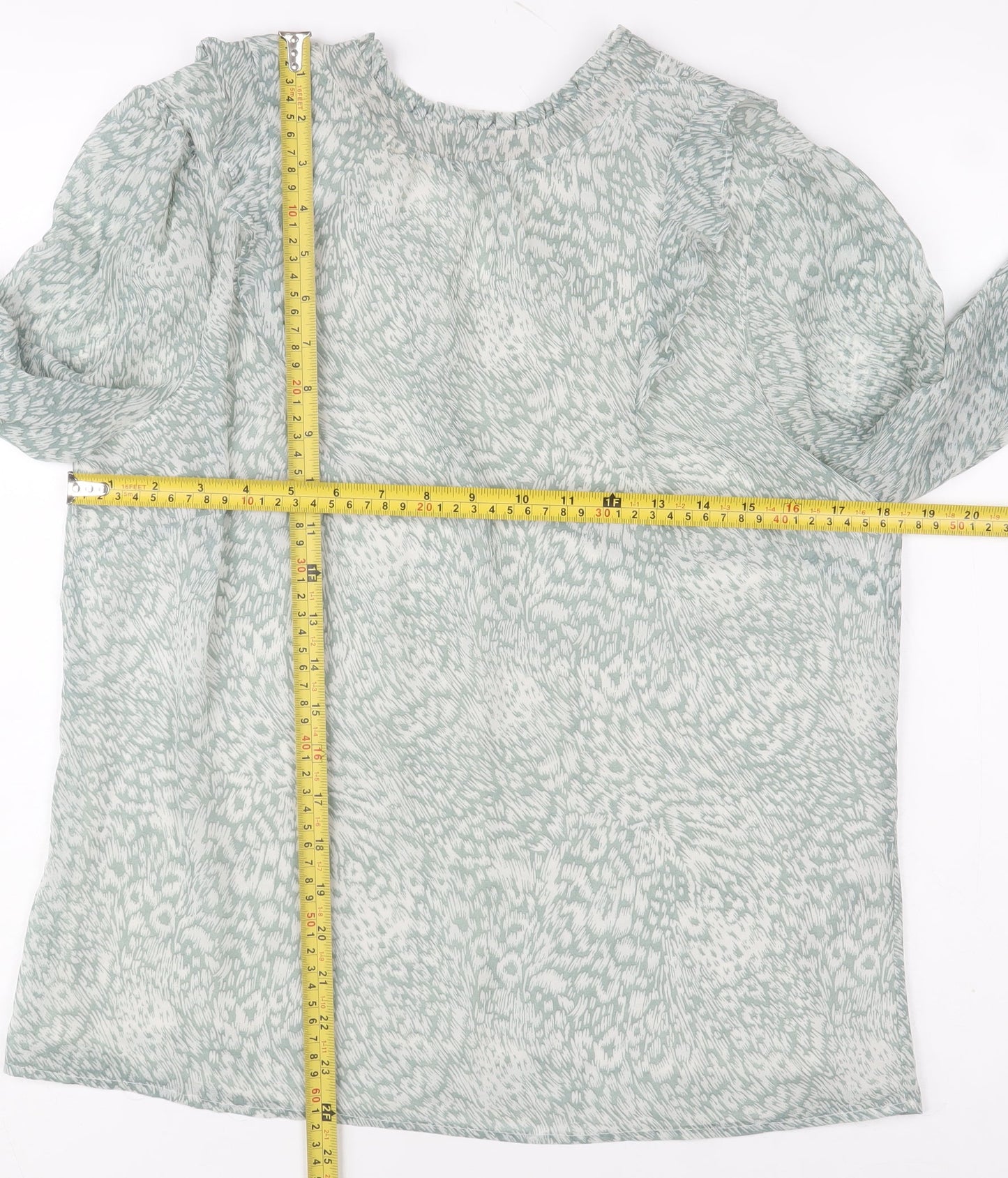 Oasis Women's Green Floral Ruffle Tunic Blouse Size 8