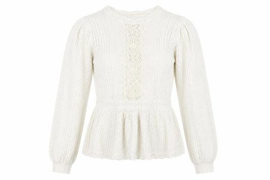 River Island Women’s Ivory Crochet Knit Jumper Size 8