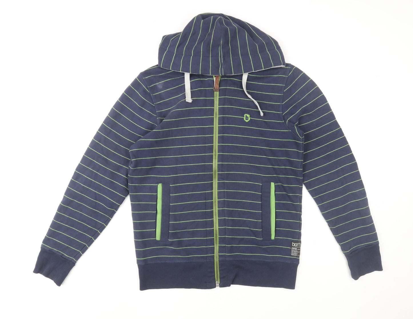 Ted Baker Men's Blue Striped Hoodie Jacket Size L Track Style Full Zip