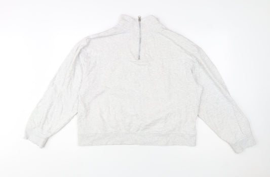 ASOS DESIGN Women's Grey 1/4 Zip Sweatshirt UK 12 Cotton Blend