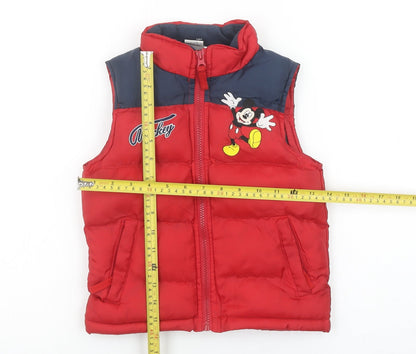 Back view of Disney girls’ red mickey mouse padded puffer vest 4 years