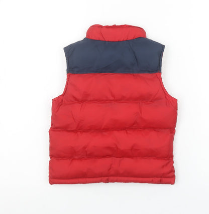 Close-up detail of Disney girls’ red mickey mouse padded puffer vest 4 years