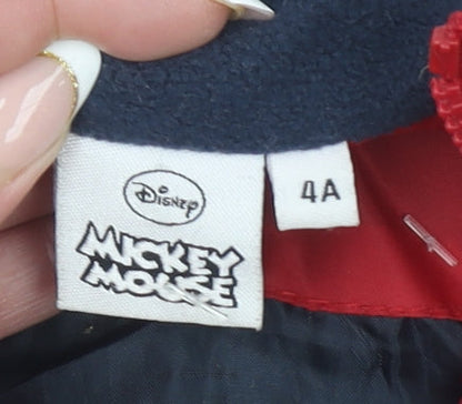 Brand and care label for Disney girls’ red mickey mouse padded puffer vest 4 years