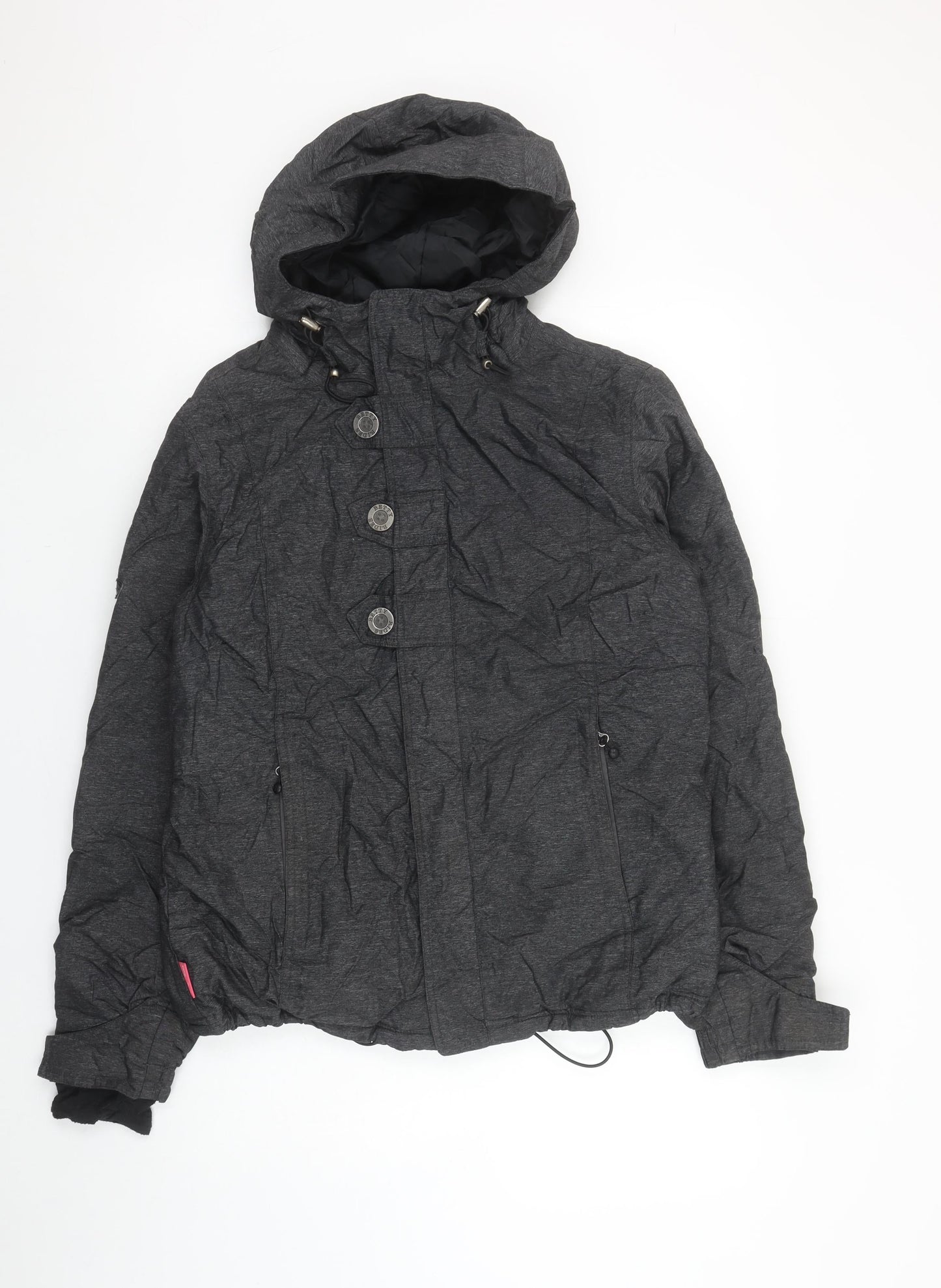 Betty Rides Unisex Adults Grey L Puffer Snowboard Jacket Hooded