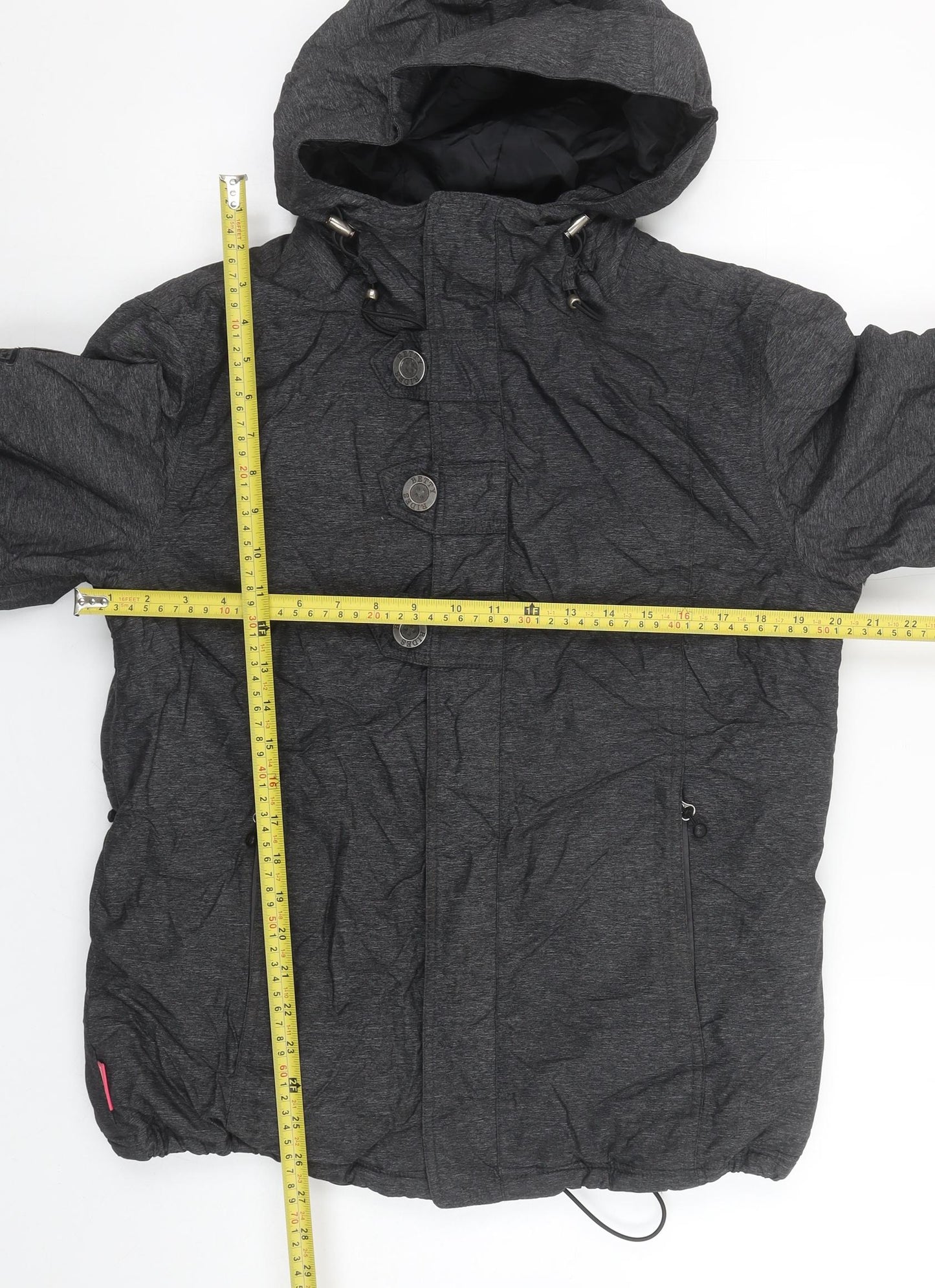 Betty Rides Unisex Adults Grey L Puffer Snowboard Jacket Hooded