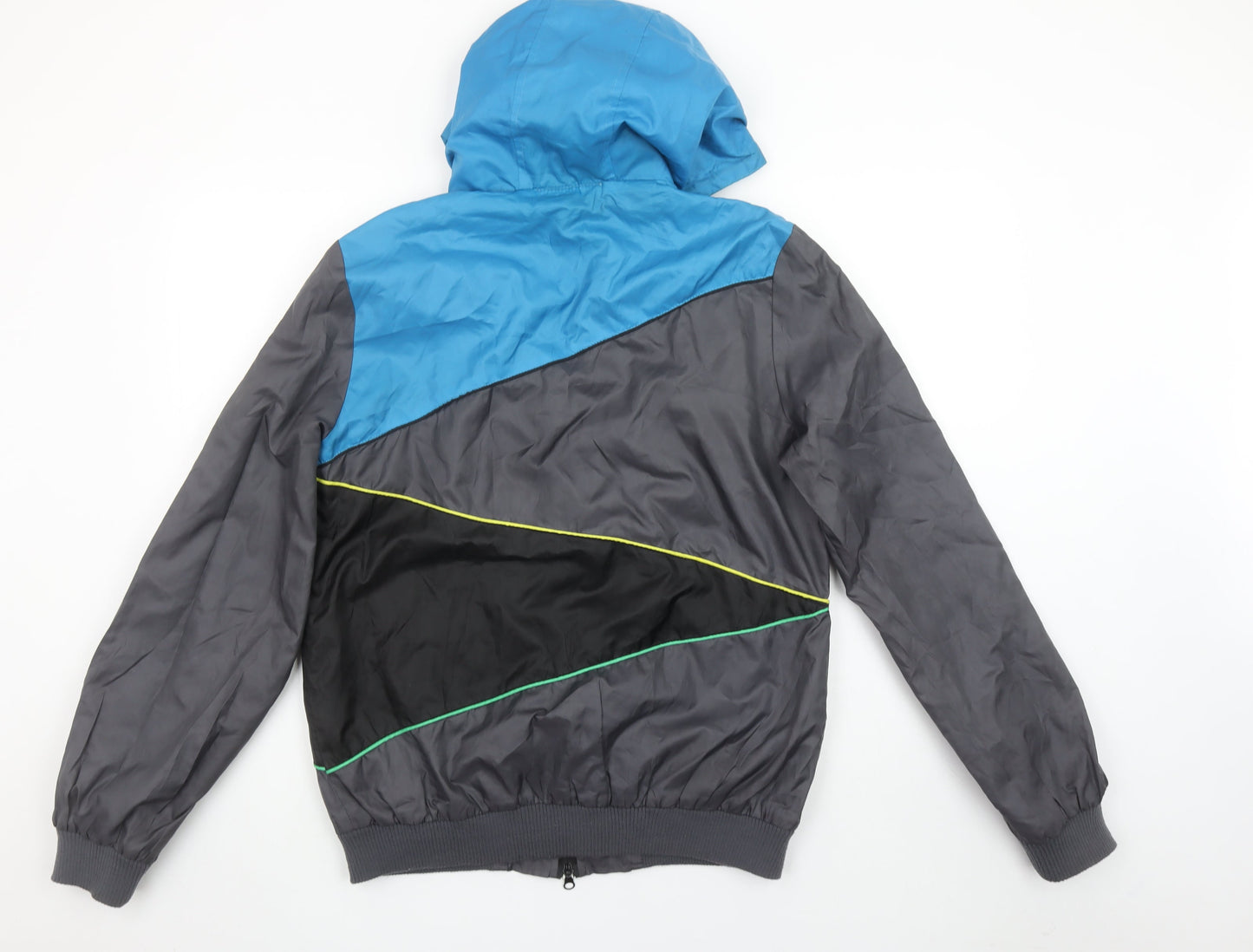 Henleys Men's Blue & Grey Hooded Full Zip Windbreaker Jacket Size M