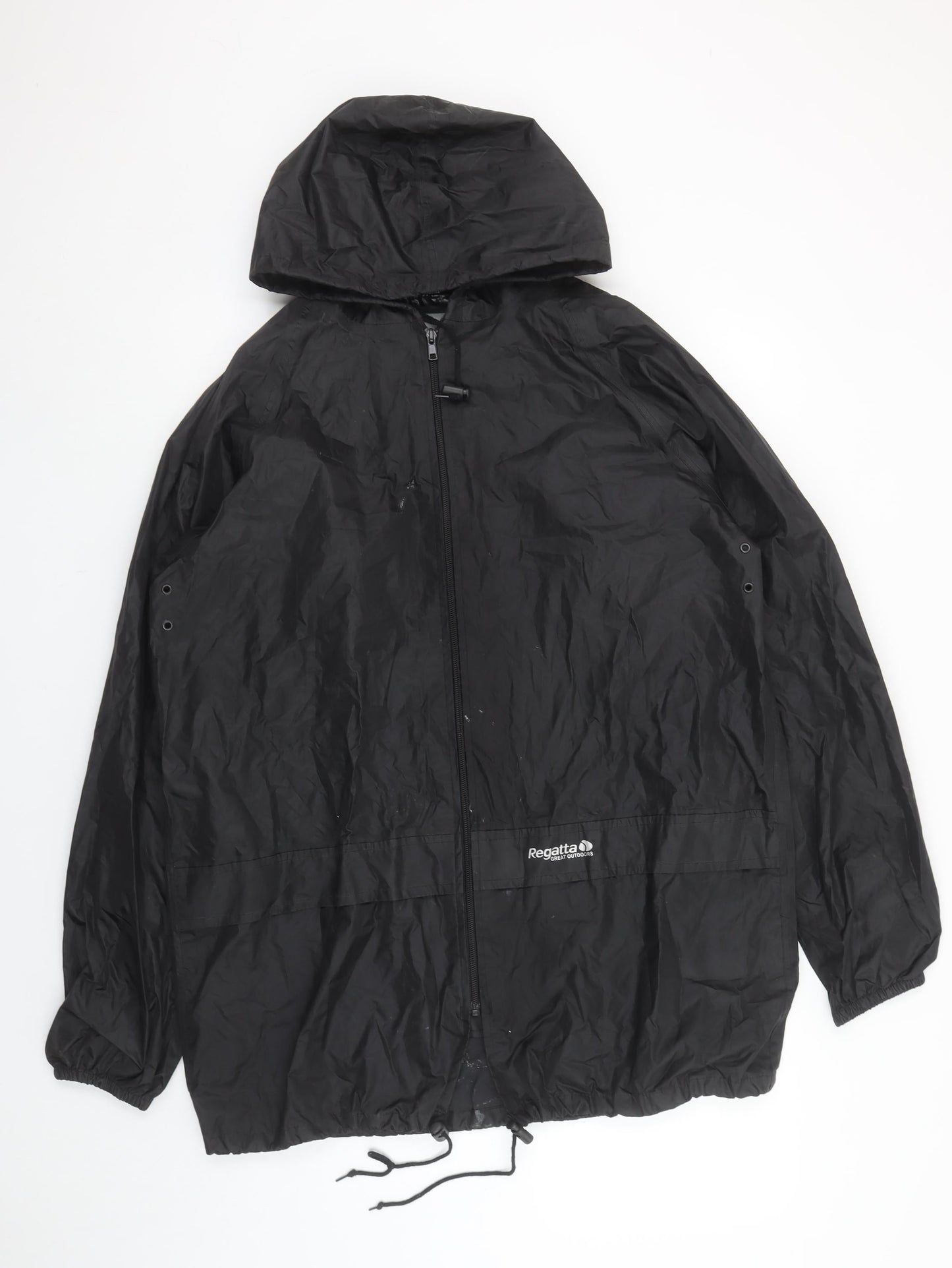 Regatta Men’s Black Waterproof Hooded Rain Jacket M UK 40” Outdoor