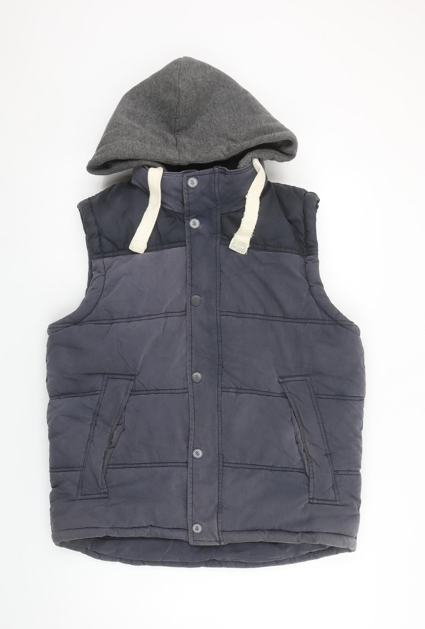 St. George by Duffer Men's Blue Hooded Padded Bodywarmer Size M