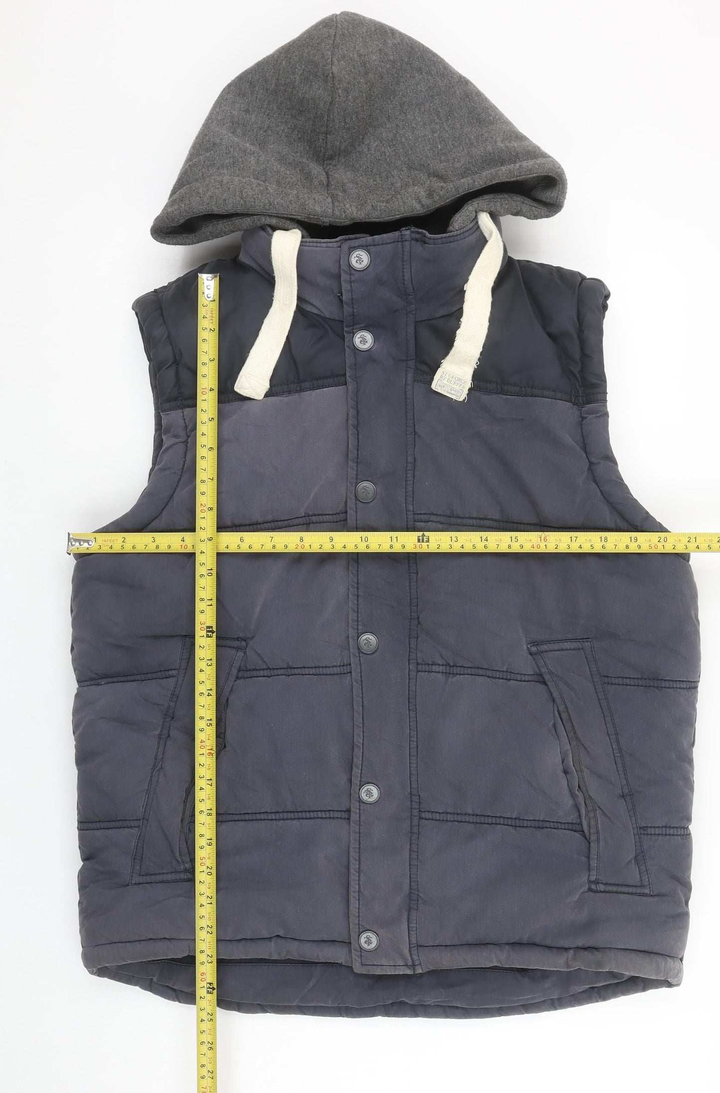 St. George by Duffer Men's Blue Hooded Padded Bodywarmer Size M