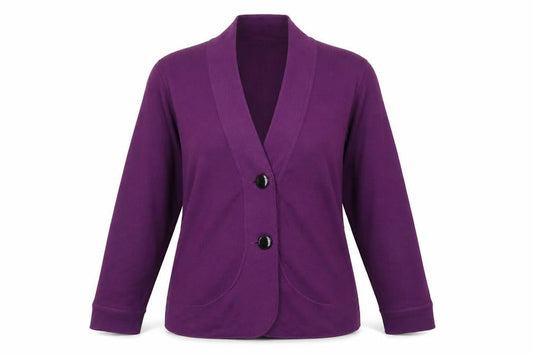Damart Womens Purple Acrylic Knit Cardigan Size 14/16